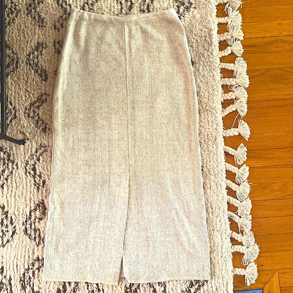 linen cotton knit straight skirt cream small